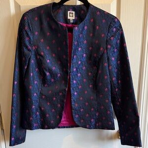 Anne Klein Black, Blue and Pink Patterned Blazer